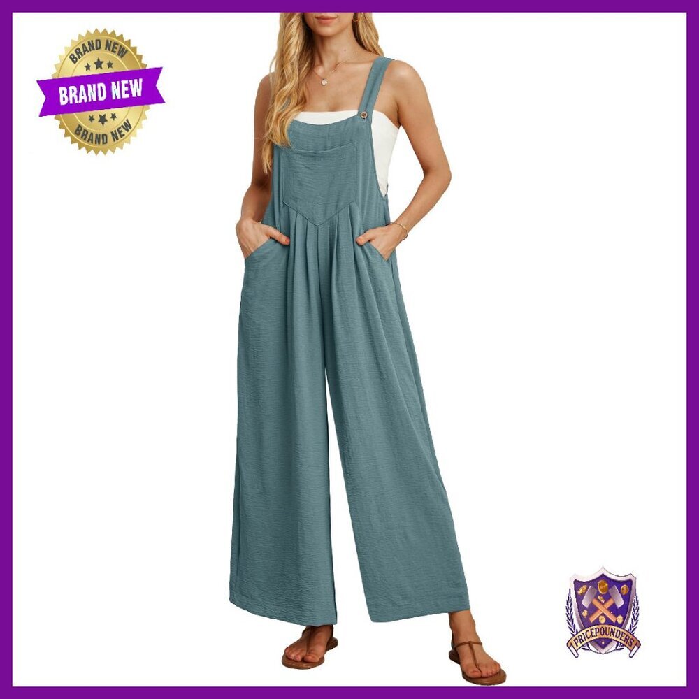 Women's Summer Wide Leg Jumpsuit Overalls with Pockets Loose Fit